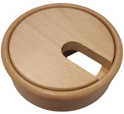 Gedotec Pasacables Redondo Ø 80 mm - Madera de Arce lacada | Liso | Pasacables Redondo de 1 Pieza | para encolar en encimera o Escritorio