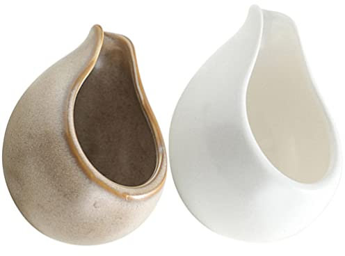 Luxshiny 2pezzi Brocca Per Panna in Ceramica Bollitore Pertte Distributore Di Salse Adatto Per Caffè Insalate Sciroppi Uso Domestico e Professionale