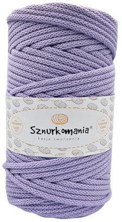 Cordoncino di cotone intrecciato 5 mm 100 m, 46 colori, cordoncino per uncinetto, corda macramè, filato macramè, filato premium, corda macramè, corda macramè, Sznurkomania (lavanda)