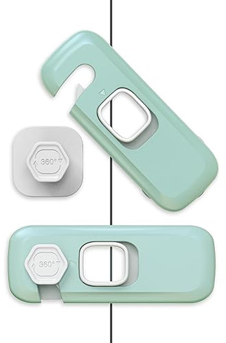 Harewu 5 serrature di sicurezza per frigoriferi per bambini. Chiusure autoadesive protettive per bambini e bambini. Ideali per frigoriferi, armadi, cassetti, armadi e congelatori (verde)