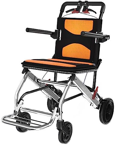 GHBXJX Ultraleicht Rollstuhl Leicht Faltbar Reiserollstuhl mit Handbremse, Rollstühle für die Wohnung, Drehbare Armlehnen, Stoßdämpfende Reifen, Sitzbreite 37 cm, Aluminium
