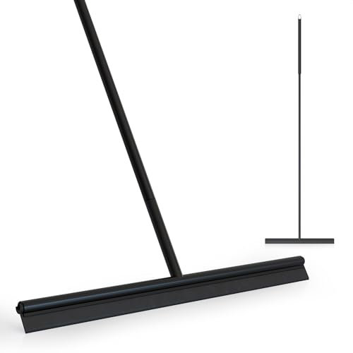 Avalo Wasserschieber Bodenabzieher mit Stiel - Luxus Bodenwischer - Aluminium Wasserabzieher - Duschwischer - Badezimmer - Schwarz - 136x40 cm