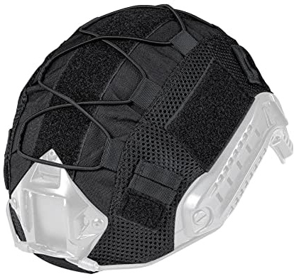 IDOGEAR Custodia per casco tattica per casco rapido, copertura per casco Multi-camo per casco Airsoft in taglia M/L, militare Paintball caccia attrezzatura da tiro, 500D nylon, senza casco (Black)