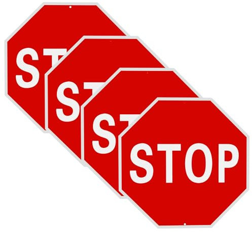 Elesunory Segnale di stop Street Slow Warning riflettente ottagonale antiruggine cartello in alluminio resistente alle intemperie e ai raggi UV, 30,5 x 30,5 cm