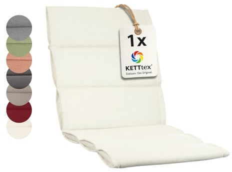 KETTtex EXKLUSIV Comfort Plus Auflage Mittellehner Creme I Gartenstuhl Polster 106x50x5/3cm I hochwertige & Pflegeleichte Sesselauflage I Wetter- & formbeständige Stuhlauflage I Sitzauflage