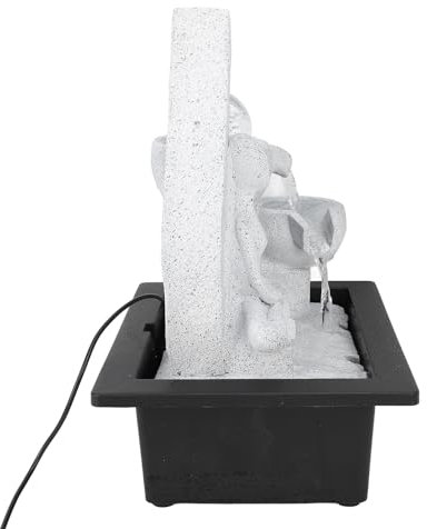 Haofy Fuente de Mesa USB de Resina de Plástico para Meditación Zen, Cascada Interior con Luces LED para Sala de Estar, Dormitorio, Estudio y Oficina