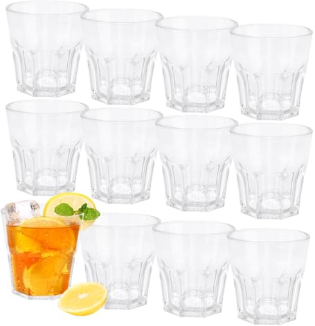 12PCS Plastic Cups Reusable, 5.63 OZ Transparent Glass Tumblers for Children, 160ML Premium Drinking Glasses for Adults Party, Stackable Acrylic Cups for Home Camping (160ml Transparent, 12PCS)