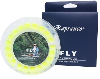 Línea de pesca flotante con mosca con 2 bucles soldados, línea de mosca flotante con peso hacia adelante, 30 m, línea de pesca con mosca de agua dulce y salada 3F (amarillo fluorescente)