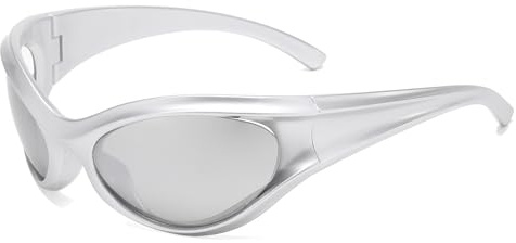 LJCZKA y2k Oversized Wrap Around Sunglasses for Men Women UV400 Protection | Vintage Oval Shades Trendy Sports for Cycling Driving Outdoor