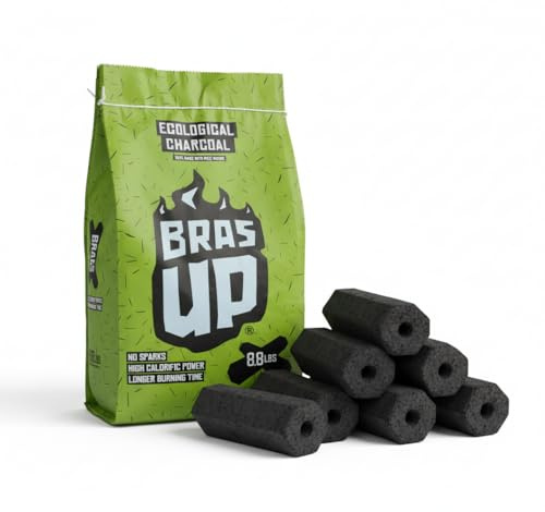 BrasUP Rice Husk Charcoal 8.8lbs | 100% up cycled Charcoal Briquettes for Grilling