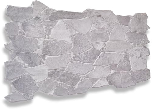 NOVECRAFTO Wild Stone Effect 3D Wall Panels - 37.79x18.89 in (96x48cm) - 8 Sheets Covering 39.68 sqft (3.69 sqm) - Decorative Wall Cladding for Bedroom, Office, Kitchen in Grey Wild Stone Design