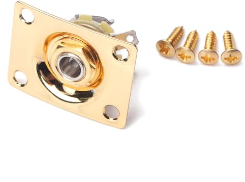 WLDJXLGL Metal 1/4 Guitar Output Jack Plate Input Jack Socket Replacement for Tele SG Electric Guitar Bass Parts (Gold)