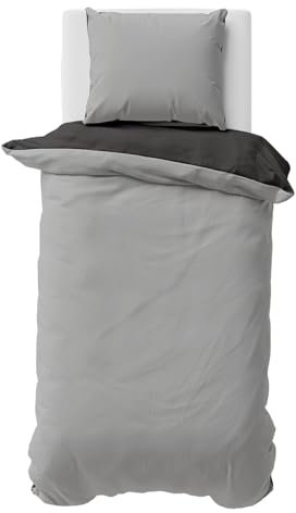Visaggio Biber Bettwäsche 135x200 cm 100% Baumwolle Flauschig Warm Feinbiber Bettbezug Winterbettwäsche Grau Anthrazit