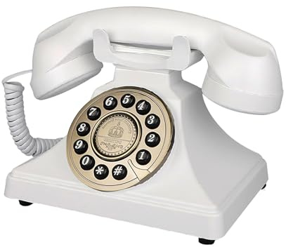 Telefono vintage bianco, telefoni fissi retrò con filo per casa, linea singola vecchio moda telefono da casa con suoneria forte per anziani, telefoni antichi classici per ufficio/hotel/scuola