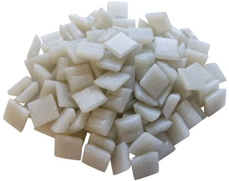Zimasi Glasmosaik 1x1 cm Hellgrau 900 g | ca. 1350 Stück, 1x1 cm, Für Erwachsene & Kinder, Robuste Mosaiksteine, Bastelset für kreative Projekte