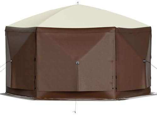 isfisketält Vattentät skärmskydd 8-personers camping 10'x10' med bärbar förvaringsväska Camping Gazebo-tält 6-sidigt popup-skärmtält. skyddstält