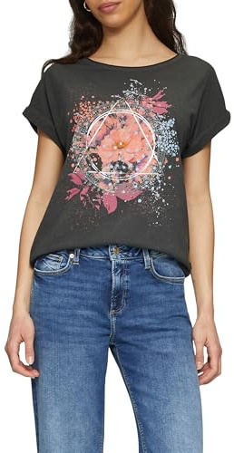 QS Oversize-Shirt in gewaschener Optik mit Frontprint