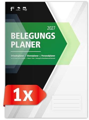 PRIMUS PRINT Belegungsplan 2026+2027 Personalplan Urlaubsplaner Dienstplan | für Firmen, Hotels, Gastronomie, bis zu 30 MA/Tische/Buchungen, inkl. Feiertage und Ferien - 210x295mm - (1x 2027)