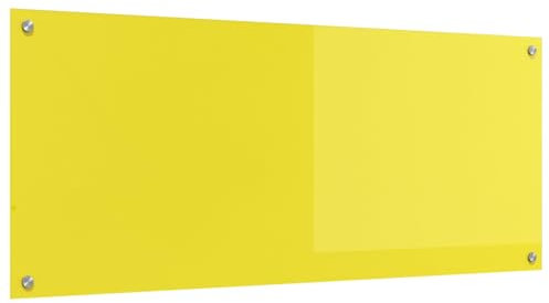 vidaXL Kitchen Backsplash Yellow 120 x 50 x 0.6 cm Tempered Glass, Modern Kitchen Backsplash, Durable Tempered Glass, Rectangular Splash Guard, Functional Wall Protector for Home Cooking