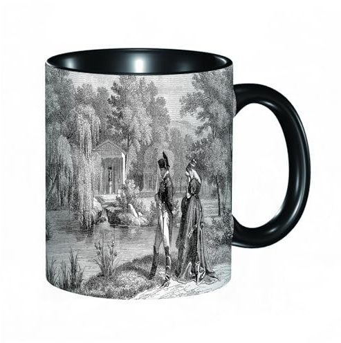 HRRASFAZF Tasse à Café | Tasse Céramique Fine | Cadeau Original | 330ml | Mug avec Anse | Cadeau Original pour Homme et Femme | Croquis historique de la Révolution française avec Napoléon et une femm