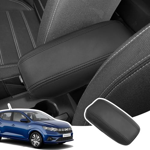 LANGBEAN Copribracciolo per Dacia Sandero Stepway Jogger 2021-2025 | Copertura per Bracciolo Console Centrale, Protezione per Bracciolo, Materiale Pelle PU, Accessori Alzare il Bracciolo, Nero