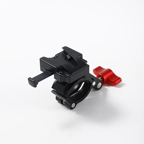 LSYRIA Metal V-Mount Lock Battery Adapter with Clamp Compatible with DSLR Camera Battery, Lightweight Rod Clamp for Tripod 25-55MM