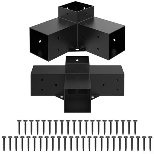 Kit de pergola en bois de 10,2 x 10,2 cm avec supports en acier allié lourd et vis pour structures extérieures (B)