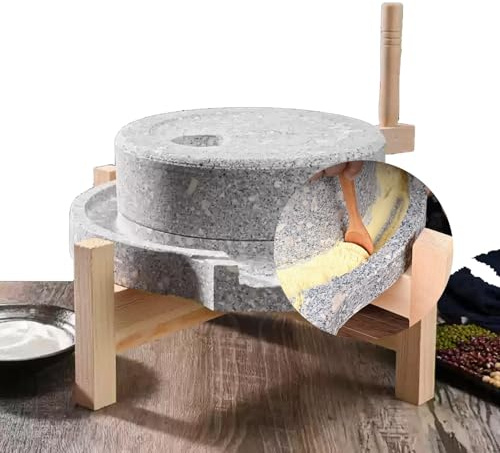 30cm/35cm Hand Grain Mill Stone Grinder, Manual Bluestone Food Pulverizer Dry/Wet Mills Food Wheat Berry Rice Mill, Bean Seed Spice Herb Powder Pulverizer(30cm)