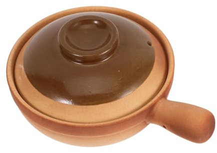 MOKKHNB Pentola di Terracotta da 600ml per Stufati e Zuppe, Multifunzionale e Versatile Design Tradizionale, per Feste e Viaggi