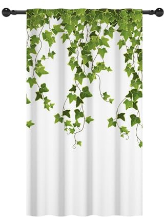 YONGFOTO 117x183cm Plantes Rideaux filtrant la lumière pour Chambre d'enfant Vert Eucalyptus Feuilles de Lierre rampantes Occultation Passe Tringle Habillage de fenêtre pour crèche, 1 Panneau