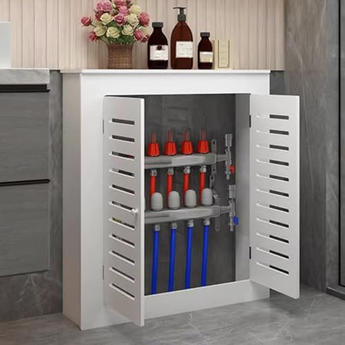 Cache-radiateur Blanc Épais, Grille Moderne Anti-brûlure et Isolante, Meuble Cache Radiateur, Plateau de Rangement Supérieur et Portes Doubles, Protection sur 3 Côtés(90x50x15cm/36x20x6in)