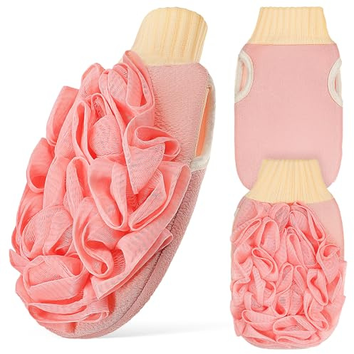 TOVINANNA 3pcs Double-sided Exfoliating Glove Bath Scrubber for Deep Skin Renewal Gentle Dead Skin Remover for All Types for Shower and Spa Use