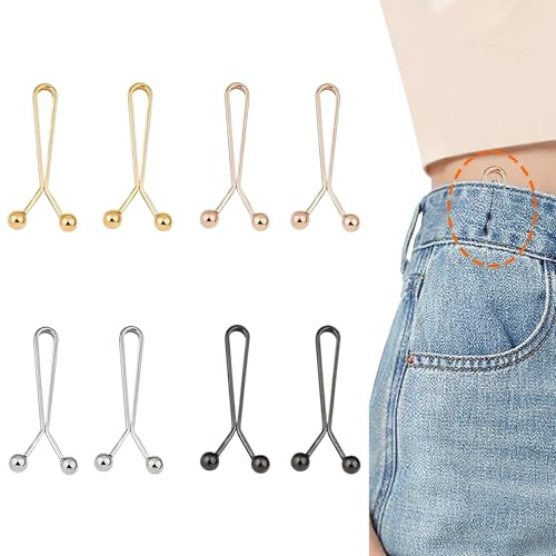 8 Stück Verstellbare Hosenknöpfe ohne Nähen – Hosenbund Enger Machen Clip – Taille Verkleinern für Jeans, Hosen, Kleidung – Bundspange, Taillenspanner, Hosenverkleinerung Clip