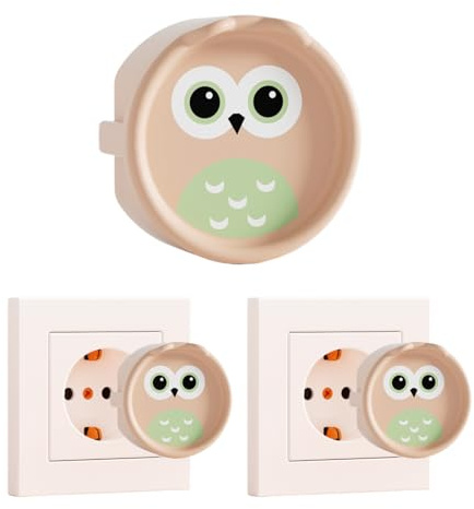 4 prises cache prise bébé, hibou cache prise, prises de sécurité enfichables pour enfants (couleur abricot).