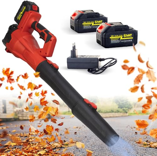 MAKTUL Soplador de Hojas Batería Potente y Ligero, Motor 6 Velocidades 28.000 RPM 241 Km/h, 2 Baterías 4000mAh 20V 450W, Sopladora de Aire Jardín Alta Potencia, Bufador Eléctrico Inalámbrico sin Cable