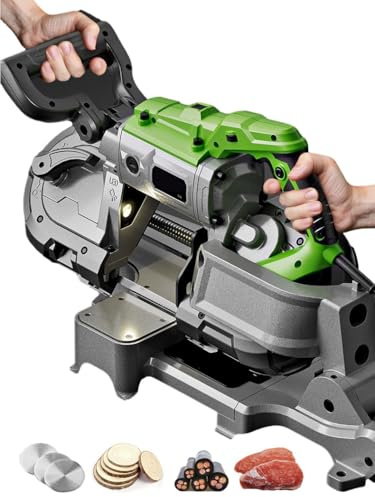 Electric Band Saw with Cold Cutting Technology, Built-in LED Light, and Removable Base for Wood, Glass, Metal, and Meat Cutting