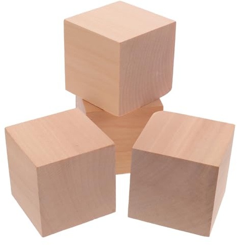 Gogogmee 4 piezas Bloques de Madera sin Acabado Tacos de Madera para Manualidades y Decoración Infantil