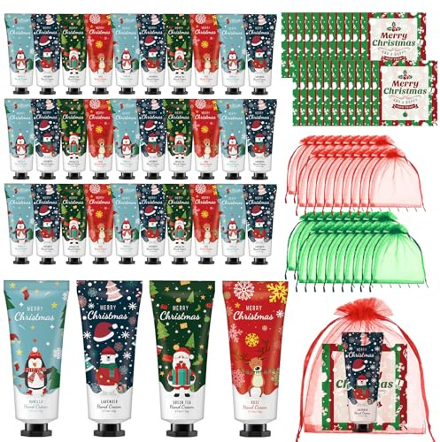 Queekay Crema Mani Natale Set Creme Natalizie Mini Lozione Mani per Pelli Secche e Screpolate Regalo per Donna Regalini per Calza della Befana Calendario Avvento Dipendenti Colleghi Amici(36)