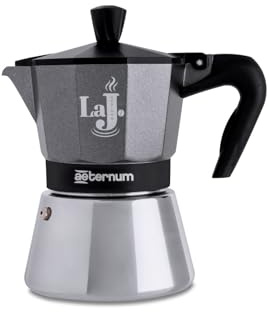 Aeternum, LA J ESPRESSO INDUCTION, Caffettiera 3 Tazze, Adatta all'Induzione, Alluminio, Metallizzato, Grigio, Nero