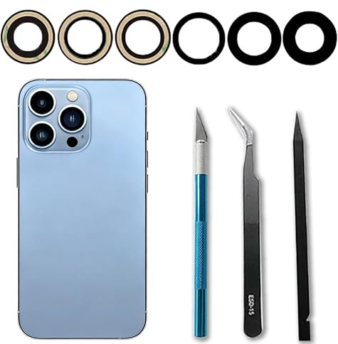 Alovexiong 3 Pack Replacement Rear Camera Lens for iPhone 13 Pro, Rear Camera Glass Lens with Repair Kit