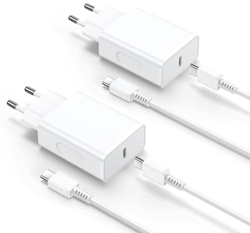 45W Chargeur Rapide pour Samsung, 2Pack Chargeur Charge Rapide USB C et 2M Câble Prise pour Samsung Galaxy S25 S24 S23 S22 S21 S20 Ultra Plus/S25+/Note 20/10/9/Fold/Flip/Tab USBC Alimentation Secteur