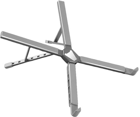 ETUELNOPT Portable folding laptop stand， Aluminum Laptop Stand With Docking Station USB Type-C PD100W Adjustable Silver Grey(Grey)