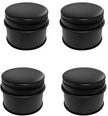 Perel Set aus 4 Türstoppern aus Edelstahl, je 1,1 kg, Ø9x7,5 cm, rutschfeste Gummibasis, kratzfest, kein Bohren erforderlich, matt schwarz, schwer, freistehend, modernes Design für Zuhause und Büro