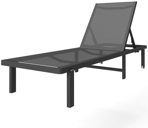 Outsunny Sonnenliege aus Aluminium mit Rollen – Gartenliege, flach neigbar, 4 Positionen und Textilene 530 g/m² – Poolliege, kniefrei, dunkelgrau