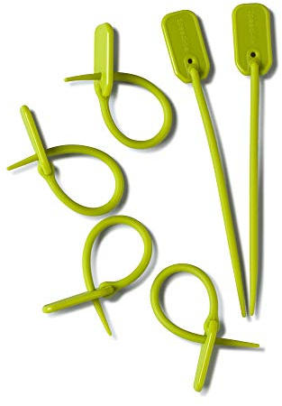 Zeal Set of 6 Food Bag Storage Sealing Ties/Bread Bag Tags 17cm - Lime