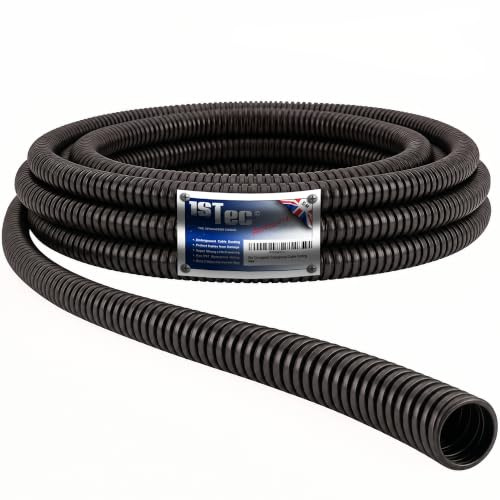 5 metre Non-Split Corrugated Cable Conduit Ducting 20mm External 14mm Internal Diameter Hose Pipe Channel for TV Coax Electric Wire Car Loom Fish Pond Low Voltage Power Socket Lead Marine Burial 5m
