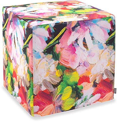 H.O.C.K. Outdoor Kissen inkl. Füllung Flower/Blumen wasserabweisend (45x45x45cm (Sitzwürfel), Mehrfarbig)
