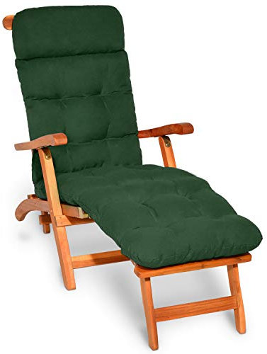 Beautissu Bequeme Liegenauflage Deckchair & Sonnenliegen 200x50cm Flair DC – 8cm Dicke Polsterung Gartenliege Auflage Sonnenliege Liegestuhl Polster mit Schaumflockenfüllung Gartenmöbel Kissen Grün