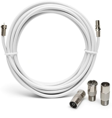 RosenetSys Virgin/Sky Extension Cable - suitable for Virgin Media (all equipment including 360, V6, Hub 3 4 and 5) and Sky & Freesat boxes Coaxial (20m White)