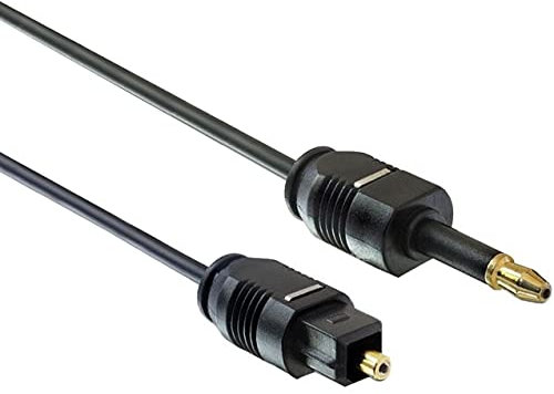 PremiumCord Cable de Audio Óptico Mini Toslink 3,5mm A Toslink 3m, Macho A Macho, Cable Digital para Sistema Estéreo HiFi Sounbar TV, HQ Audio, Chapado En Oro, Color Negro 3 M